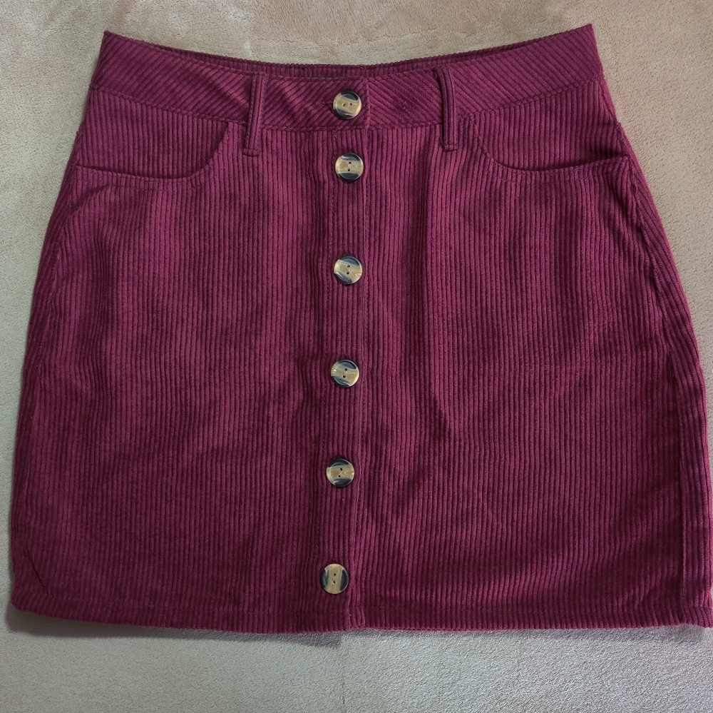 Super Cute Corduroy Button Up Mini Skirt